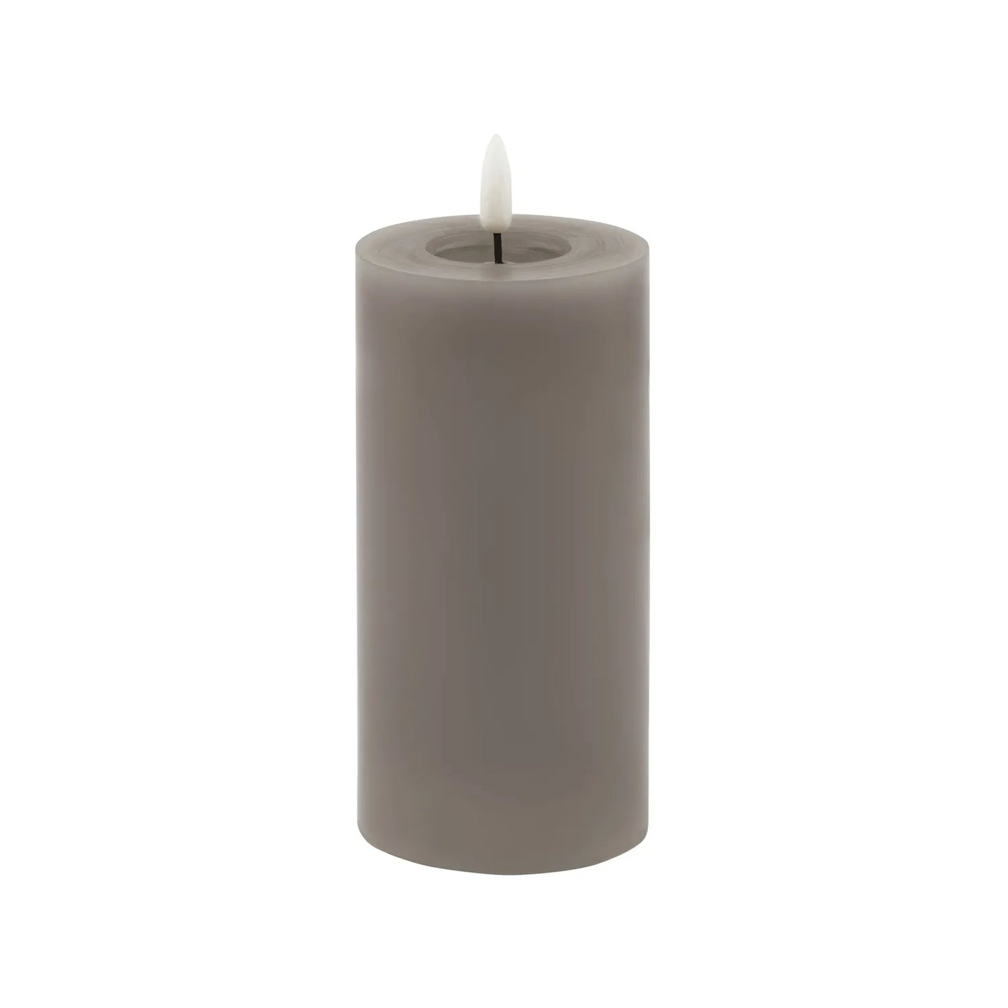 Grey LED Pillar Candle with Flickering Flame 15x8cm – Click Style