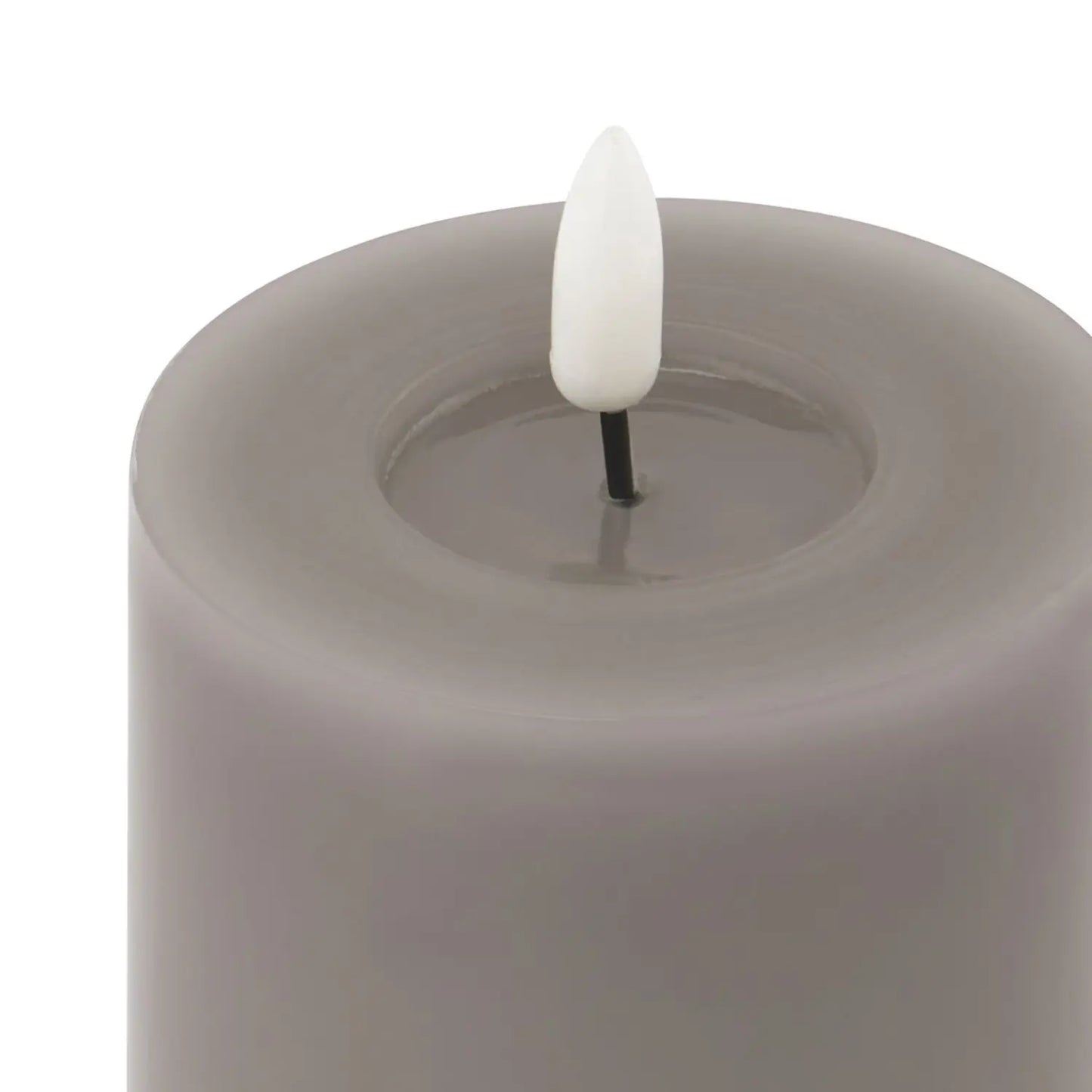 Grey LED Pillar Candle with Flickering Flame 15x8cm – Click Style