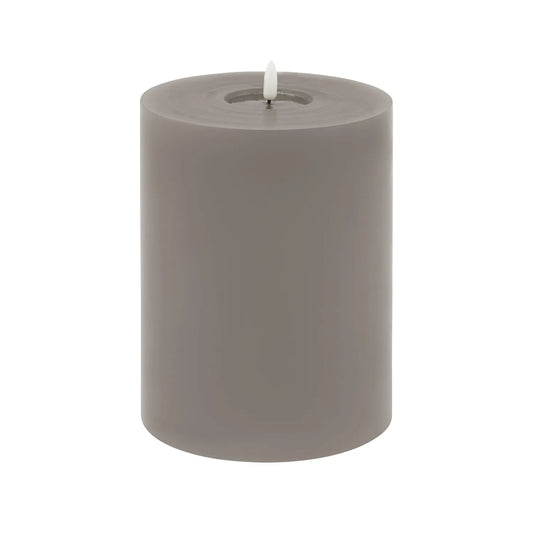 Grey LED Pillar Candle with Flickering Flame 20x15cm – Click Style