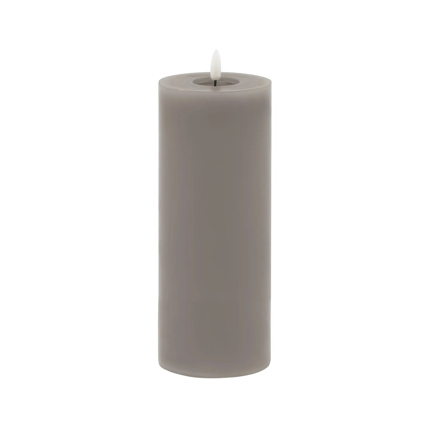 Grey LED Pillar Candle with Flickering Flame 23x9cm – Click Style