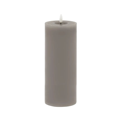 Grey LED Pillar Candle with Flickering Flame 23x9cm – Click Style