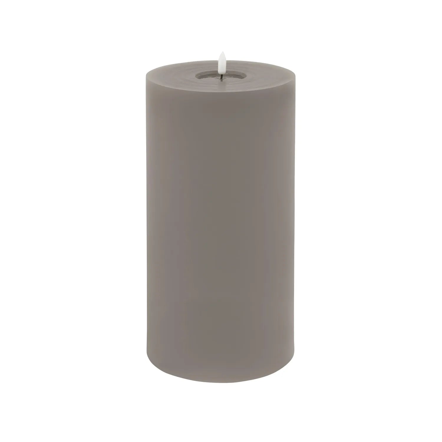 Grey LED Pillar Candle with Flickering Flame 30x15cm – Click Style