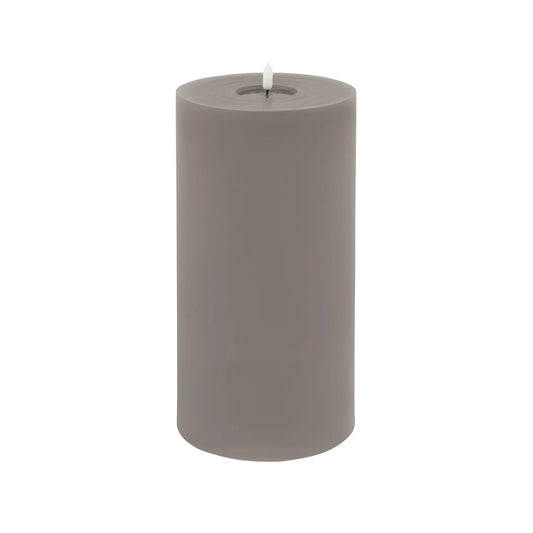 Grey LED Pillar Candle with Flickering Flame 30x15cm – Click Style