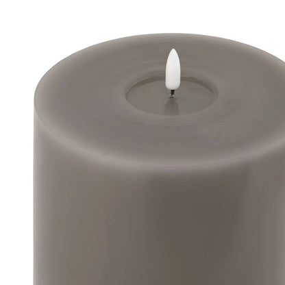 Grey LED Pillar Candle with Flickering Flame 30x15cm – Click Style