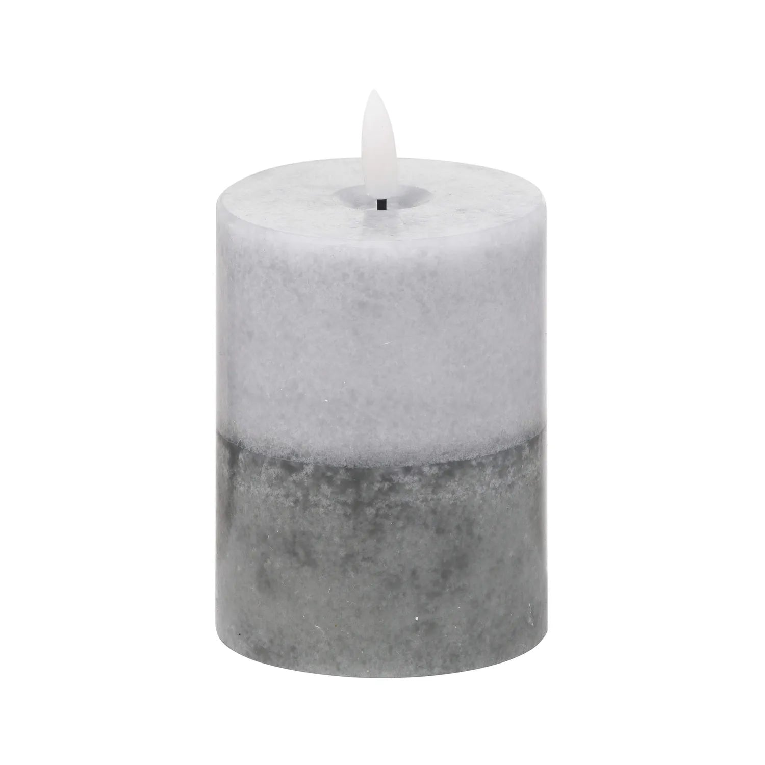 Grey Stone-Effect LED Pillar Candle with Flickering Flame 10x7.5cm – Click Style