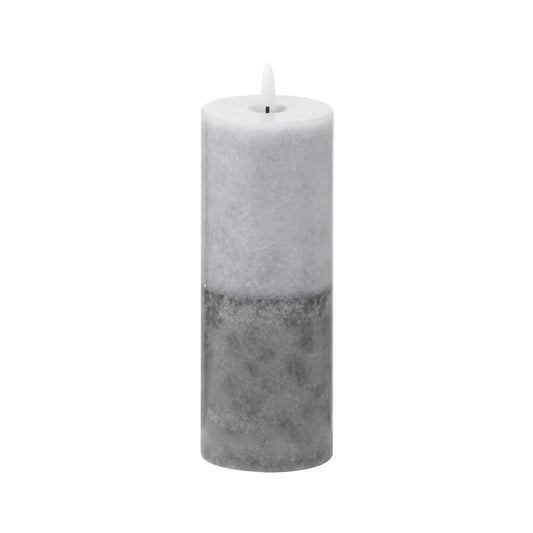 Grey Stone-Effect LED Pillar Candle with Flickering Flame 20x7.5cm – Click Style