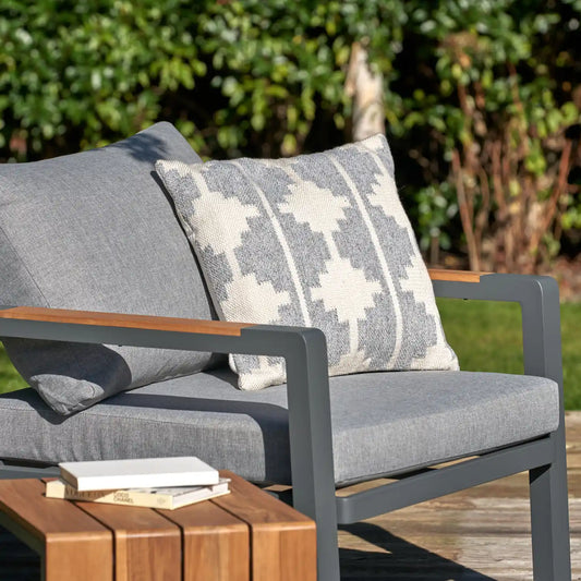 Grey & White Aztec Inspired Outdoor Scatter Cushion 45x45cm – Click Style