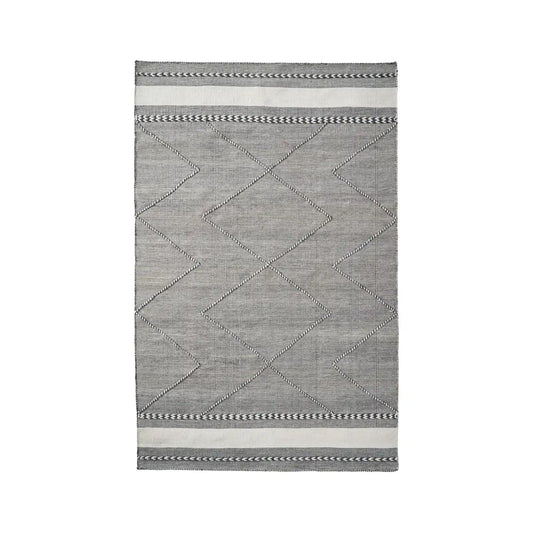 Grey & White Braided Design Rectangular Outdoor Rug 230x160cm – Click Style