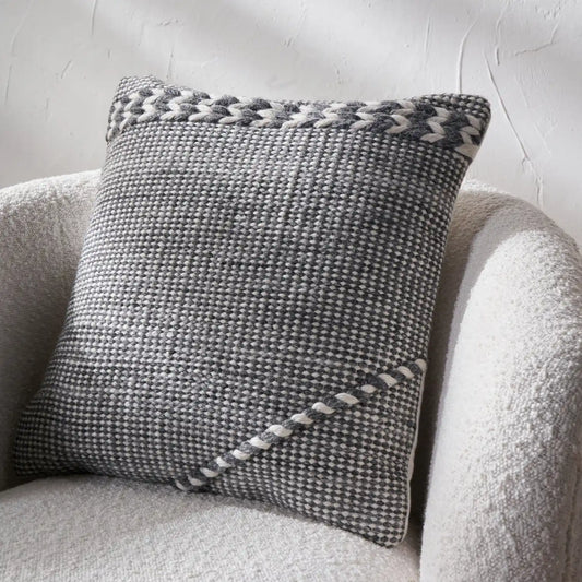 Grey & White Braided Outdoor Scatter Cushion 45x45cm – Click Style
