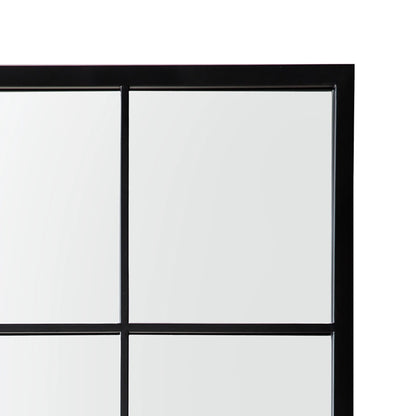 Hampstead Large Rectangular Black Metal Garden Window Mirror 120x80x2cm– Click Style