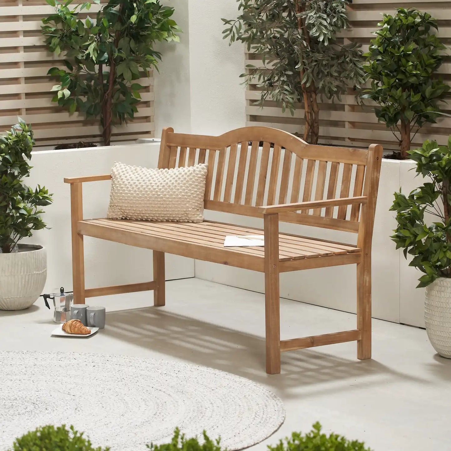 Henley Natural Acacia Wood Garden Bench with Pop-up Table – Click Style