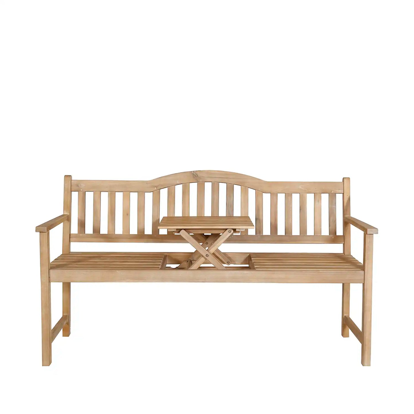 Henley Natural Acacia Wood Garden Bench with Pop-up Table – Click Style