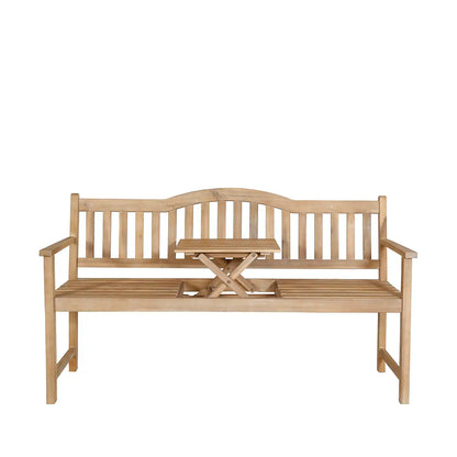 Henley Natural Acacia Wood Garden Bench with Pop-up Table – Click Style