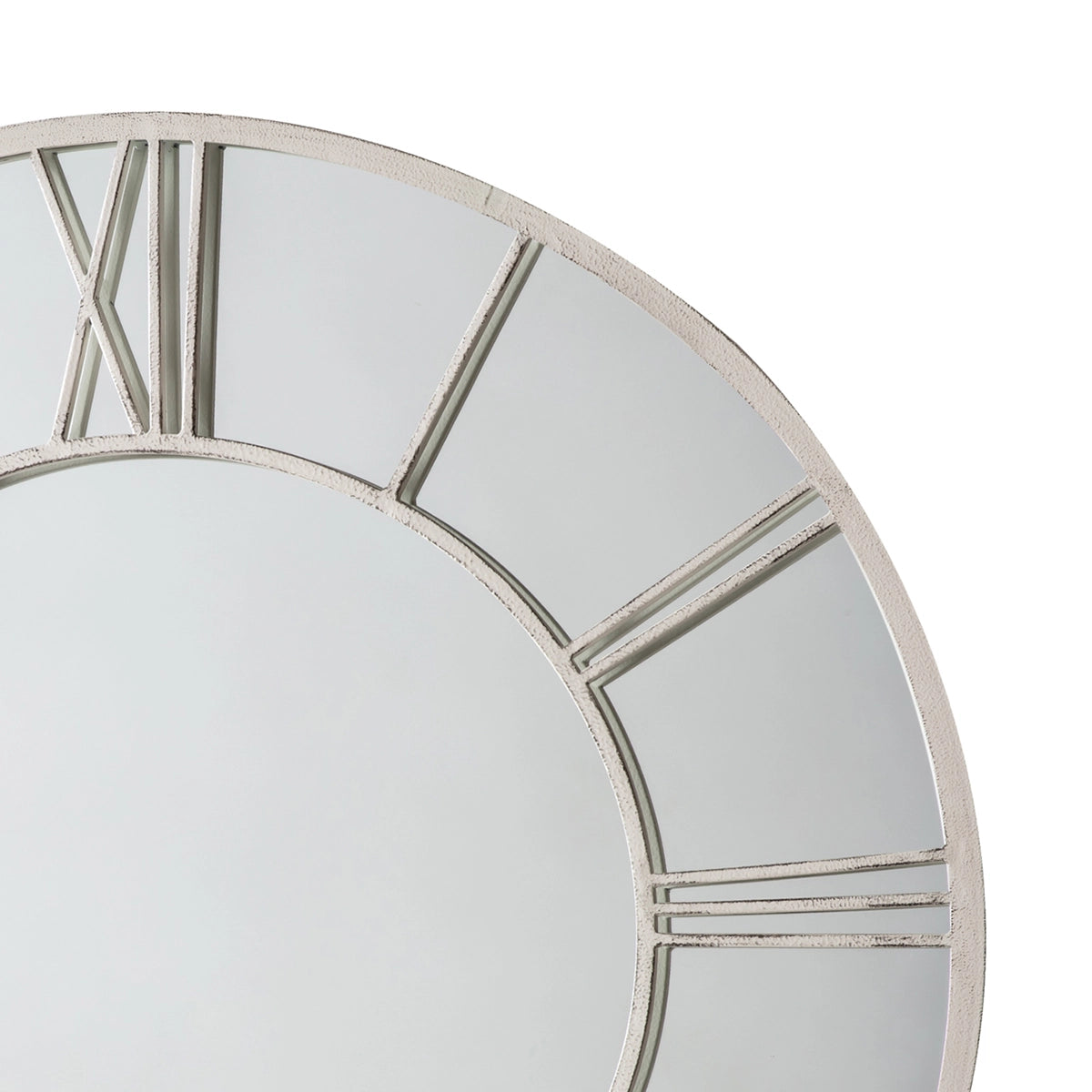 Hurst Rustic Round White Metal Framed Clock Garden Mirror 85x2cm– Click Style