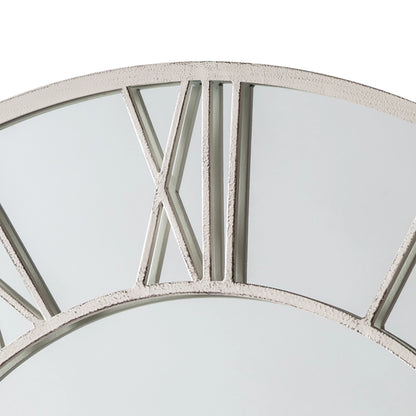 Hurst Rustic Round White Metal Framed Clock Garden Mirror 85x2cm– Click Style