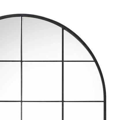 Large Arched Distressed Black Metal Window Wall Mirror 95x76x2cm – Click Style