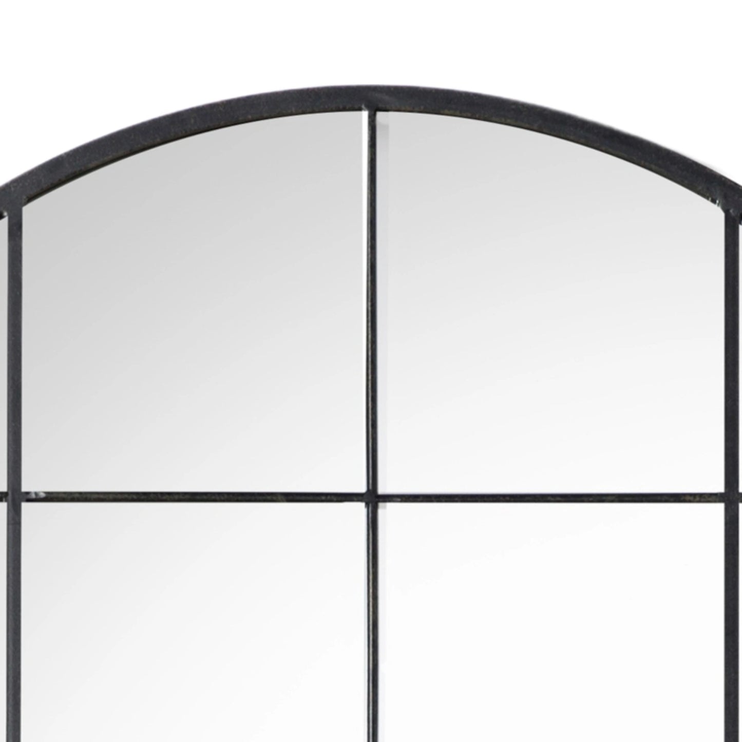 Large Arched Distressed Black Metal Window Wall Mirror 95x76x2cm – Click Style