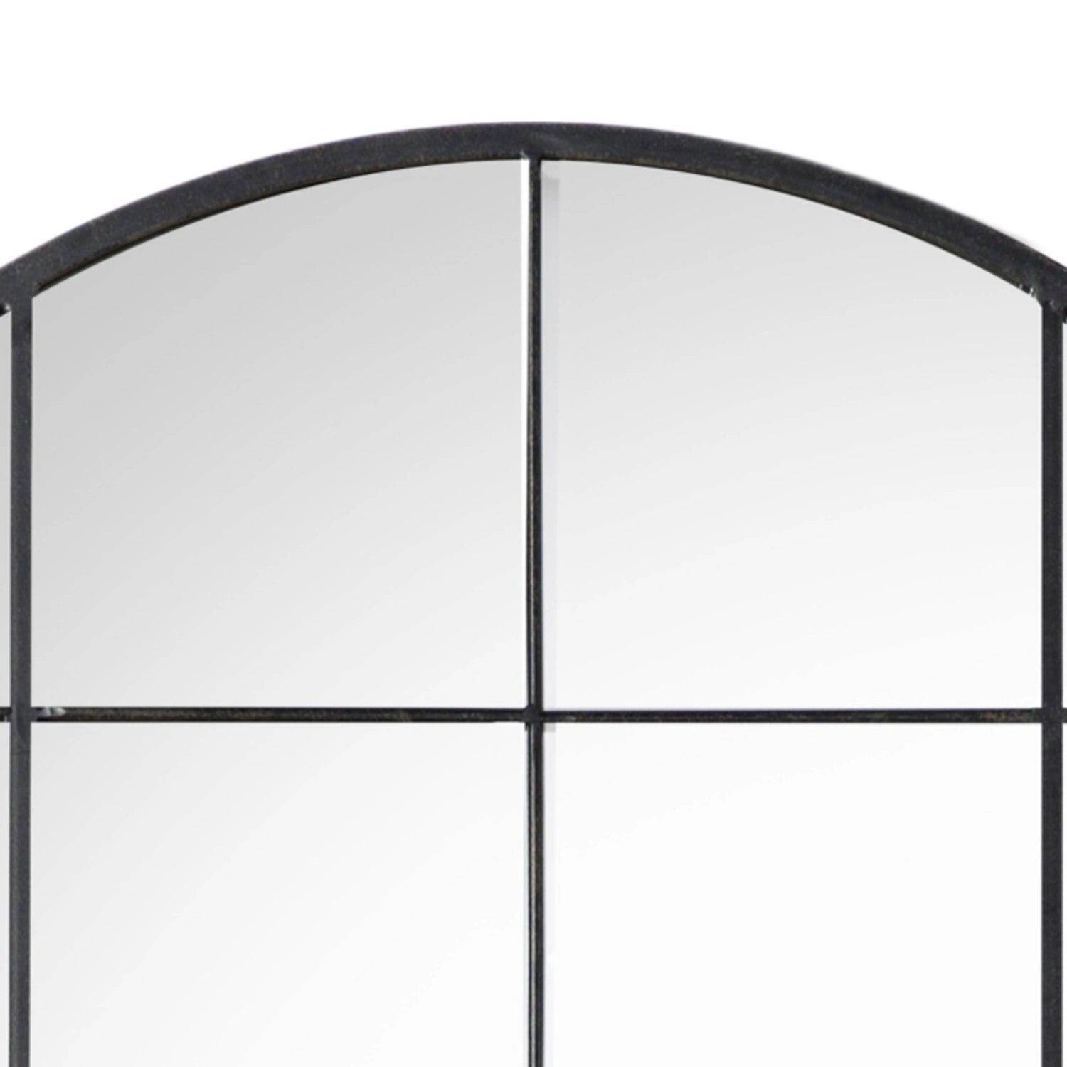 Large Arched Distressed Black Metal Window Wall Mirror 95x76x2cm – Click Style