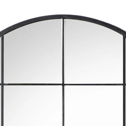 Large Arched Distressed Black Metal Window Wall Mirror 95x76x2cm – Click Style