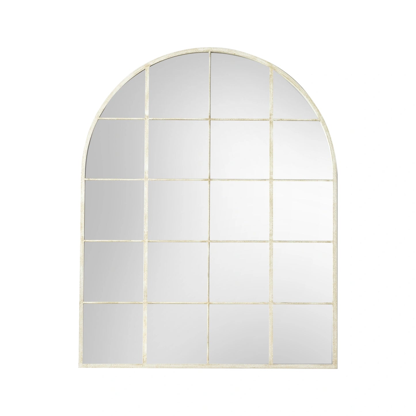 Large Arched Distressed White Metal Window Wall Mirror 95x76x2cm – Click Style