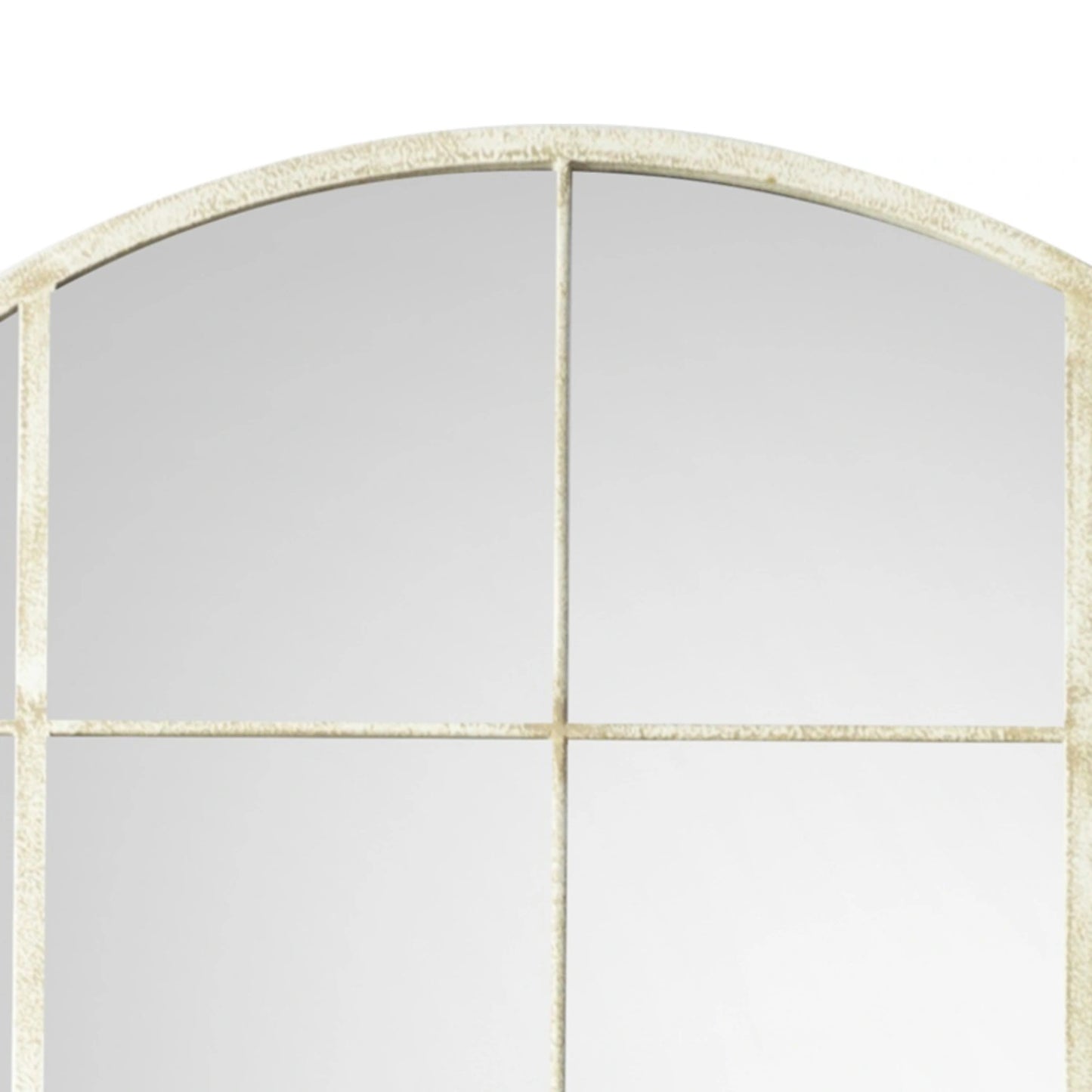 Large Arched Distressed White Metal Window Wall Mirror 95x76x2cm – Click Style