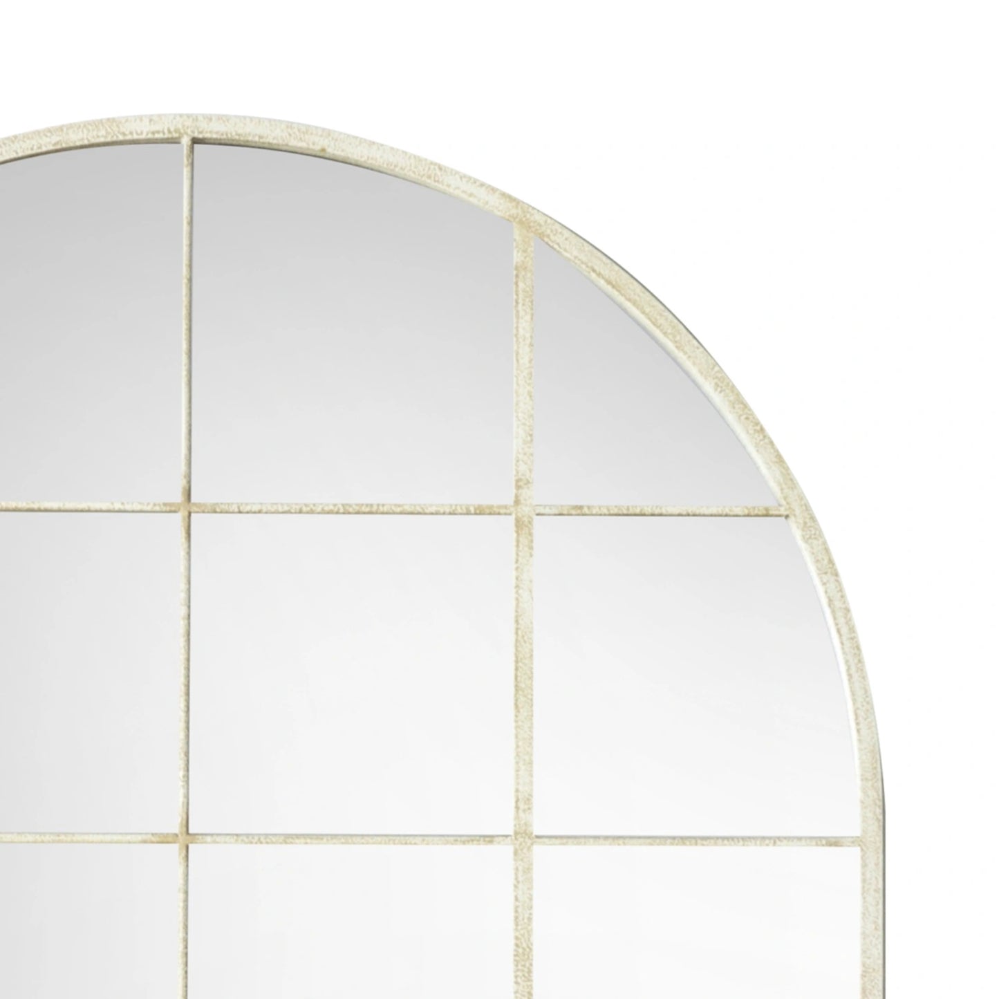 Large Arched Distressed White Metal Window Wall Mirror 95x76x2cm – Click Style