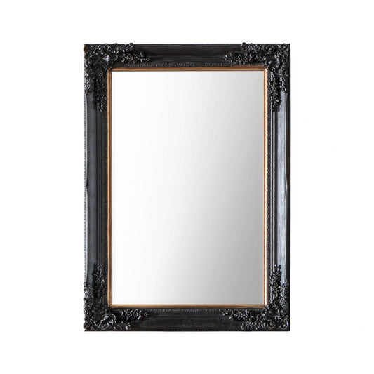 Large Baroque Rectangular Antique Black Wall Mirror 109x79x7cm – Click Style