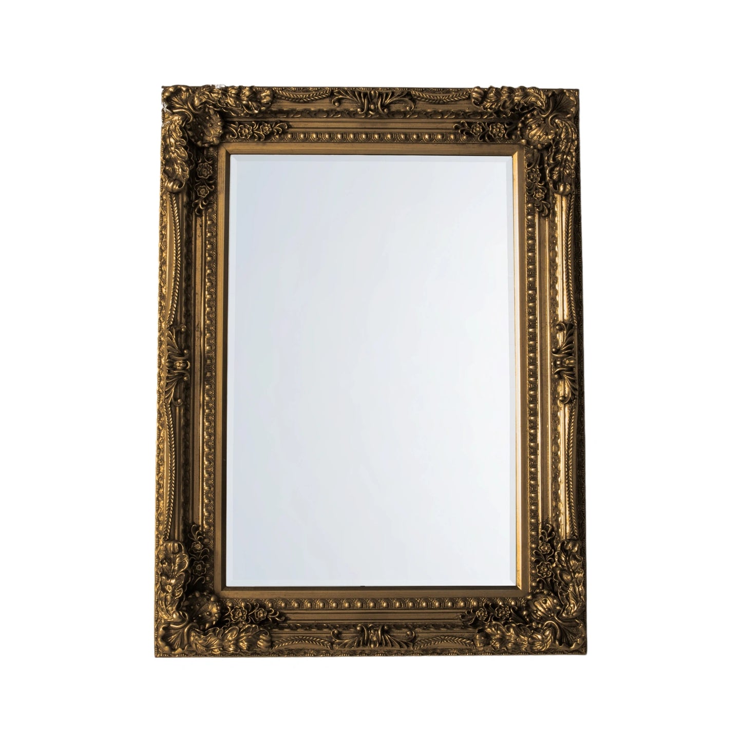 Large Baroque Rectangular Gold Wall Mirror 120x89.5x9.5cm – Click Style