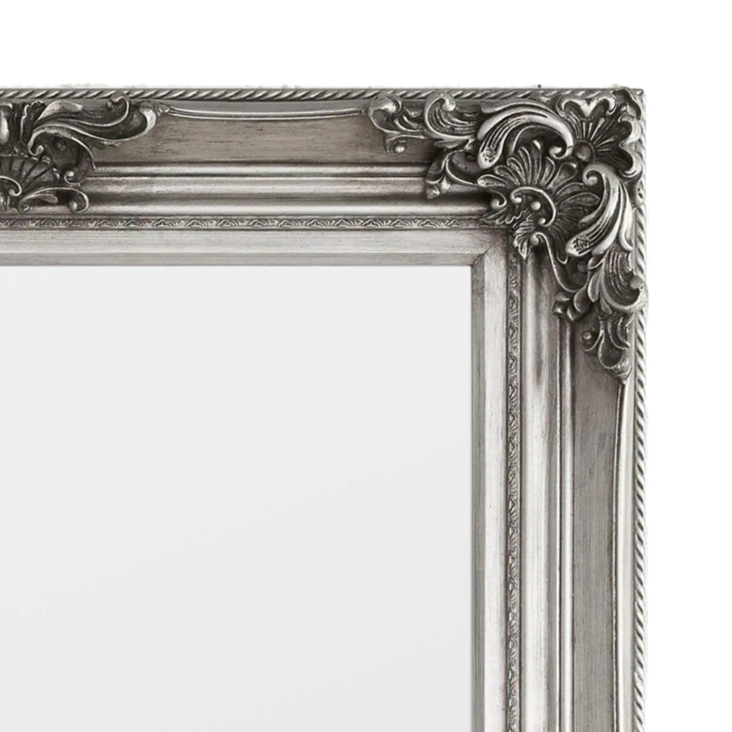 Large Baroque Rectangular Pewter Wall Mirror 122x92x7.5cm – Click Style