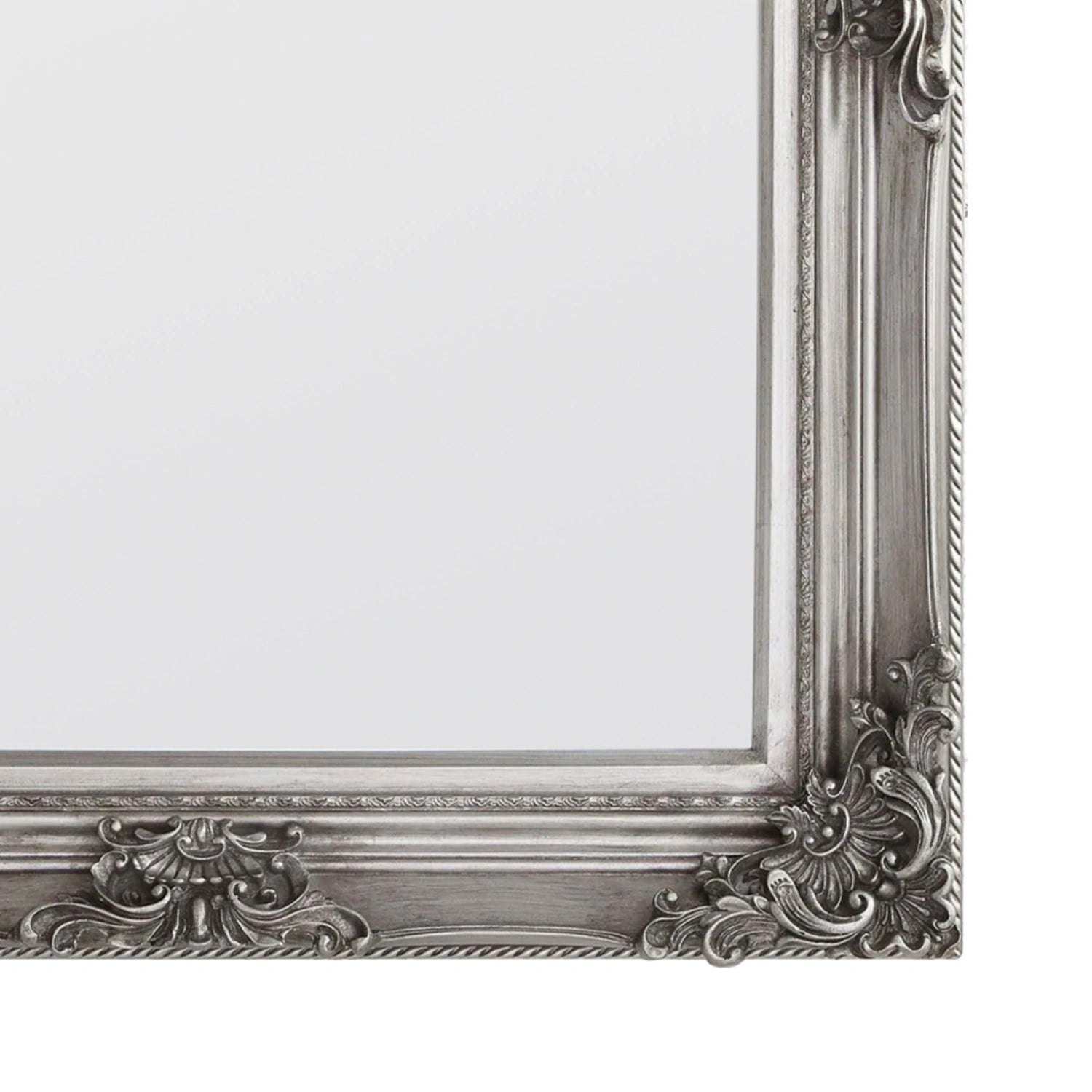 Large Baroque Rectangular Pewter Wall Mirror 122x92x7.5cm – Click Style