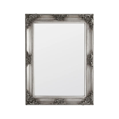 Large Baroque Rectangular Pewter Wall Mirror 122x92x7.5cm – Click Style