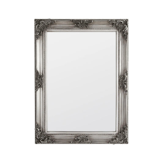 Large Baroque Rectangular Pewter Wall Mirror 122x92x7.5cm – Click Style
