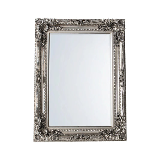 Large Baroque Rectangular Silver Wall Mirror 120x89.5x9.5cm – Click Style