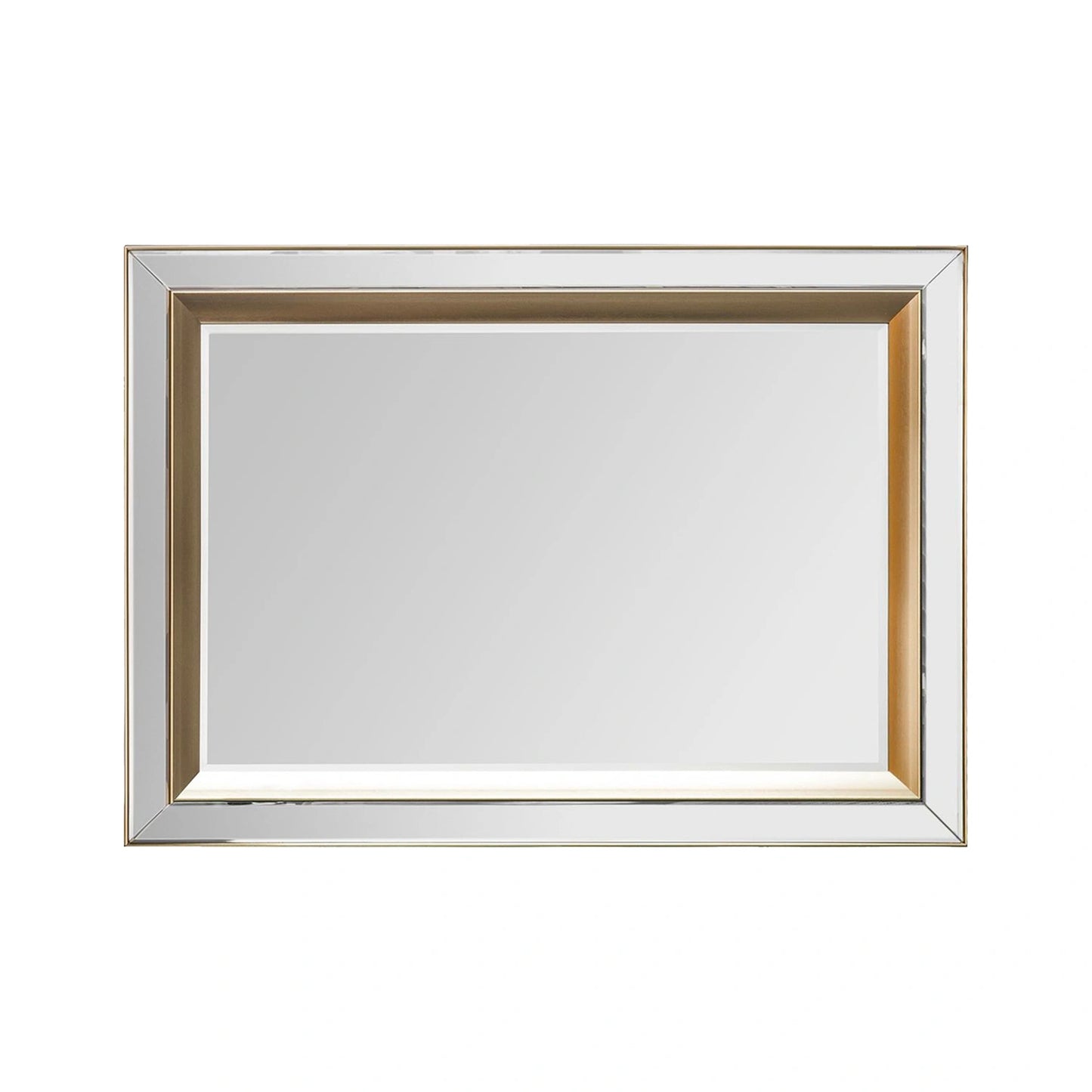 Large Bevelled Glass & Gold Inlay Framed Rectangular Wall Mirror 109.5x79x3cm – Click Style