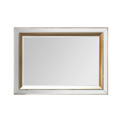 Large Bevelled Glass & Gold Inlay Framed Rectangular Wall Mirror 109.5x79x3cm – Click Style