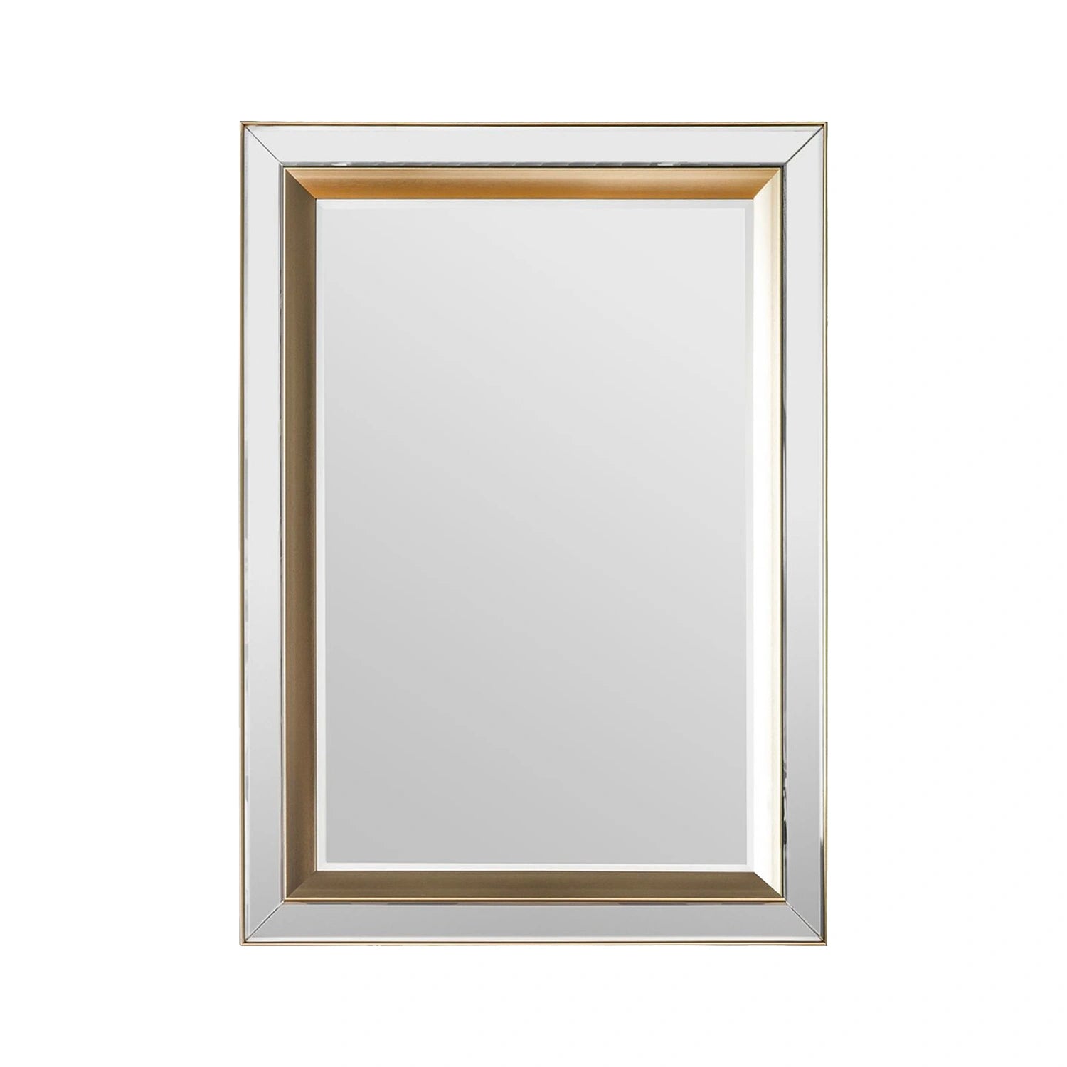 Large Bevelled Glass & Gold Inlay Framed Rectangular Wall Mirror 109.5x79x3cm – Click Style