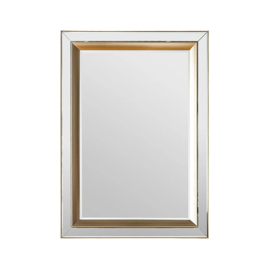 Large Bevelled Glass & Gold Inlay Framed Rectangular Wall Mirror 109.5x79x3cm – Click Style