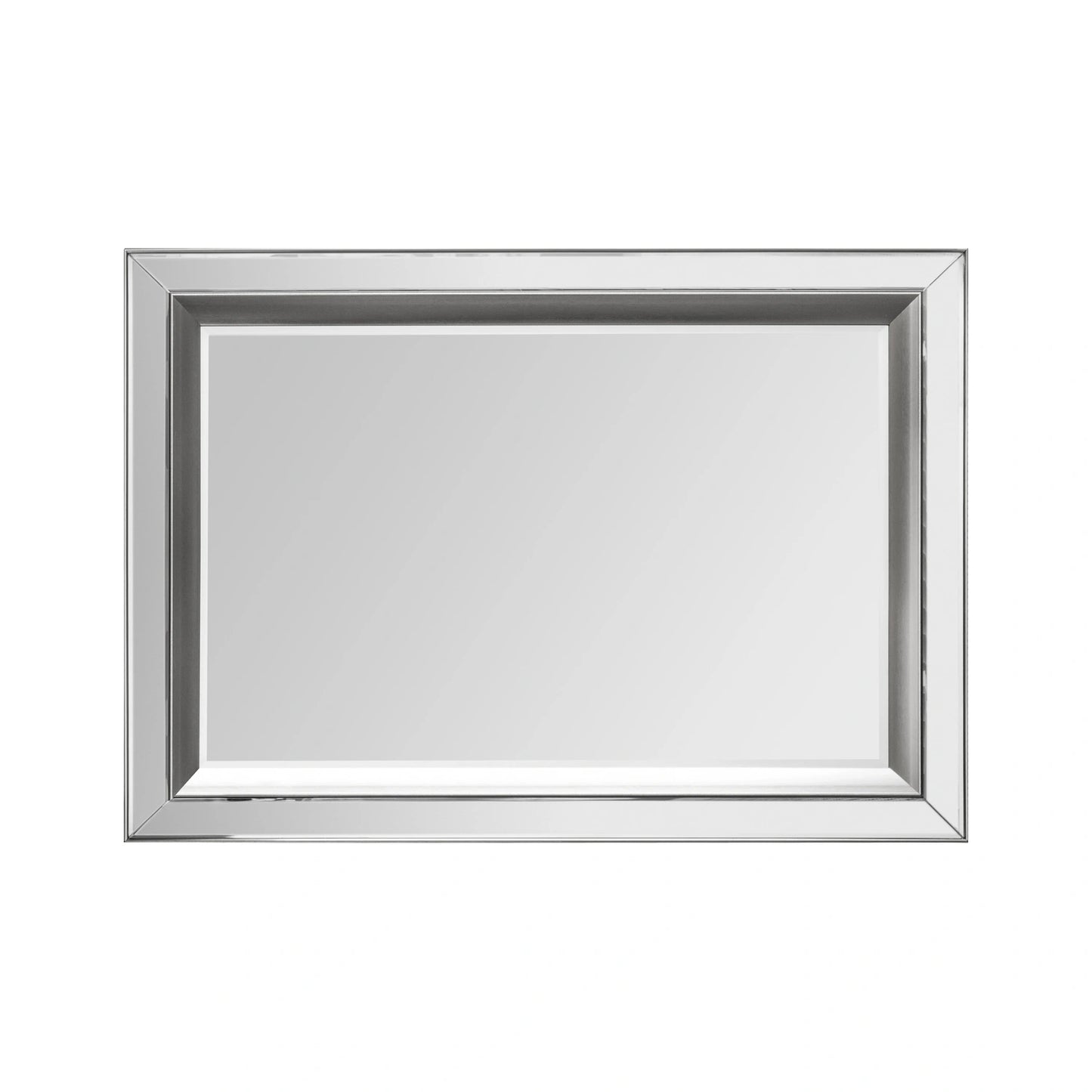 Large Bevelled Glass & Silver Inlay Framed Rectangular Wall Mirror 109.5x79.5x3cm – Click Style