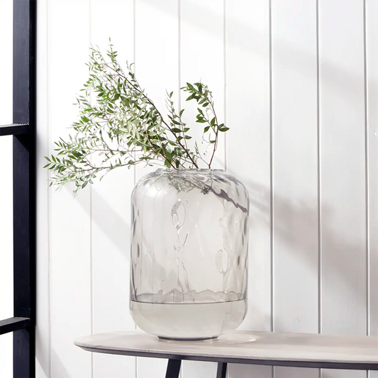 Large Clear Glass Diamond Pattern Barrel Vase – Click Style