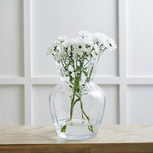 Large Clear Glass Ribbed Fluted Waisted Vase – Click Style