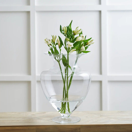 Large Clear Glass Wide Neck Waisted Vase – Click Style