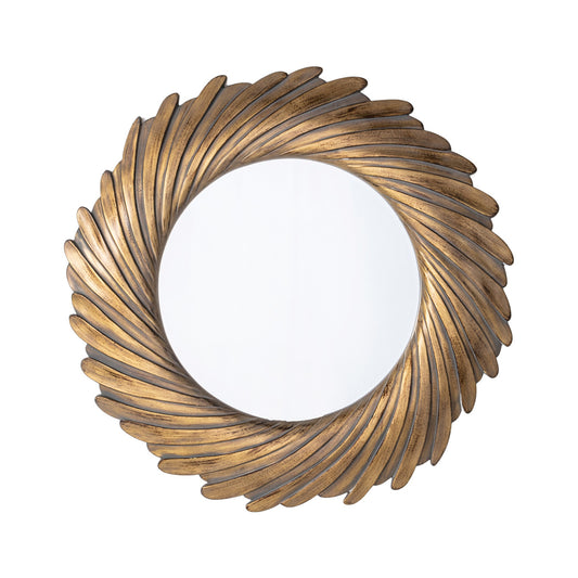Large Curved Sunburst Convex Gold Wall Mirror 100x4.5cm – Click Style