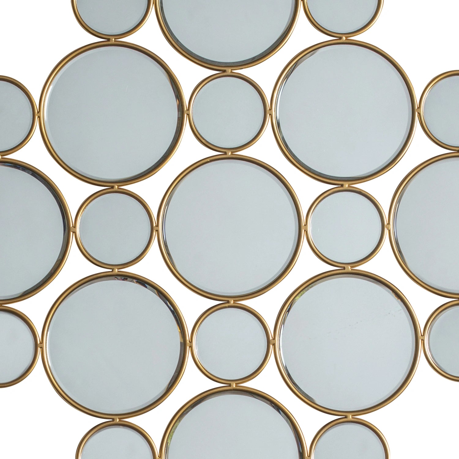 Large Decorative Multi Gold Framed Circles Wall Mirror 91x91x0.8cm – Click Style