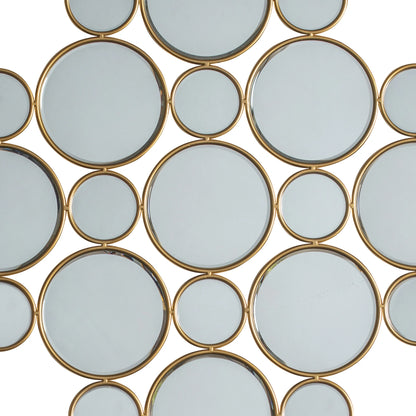 Large Decorative Multi Gold Framed Circles Wall Mirror 91x91x0.8cm – Click Style