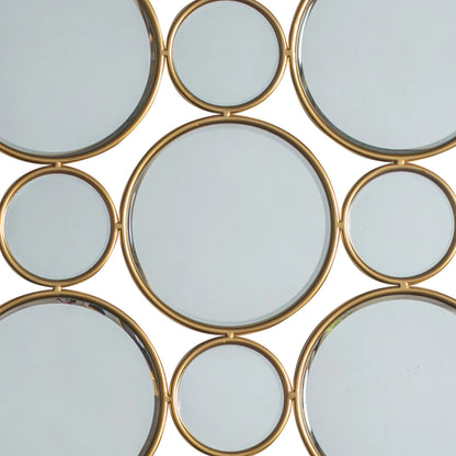 Large Decorative Multi Gold Framed Circles Wall Mirror 91x91x0.8cm – Click Style