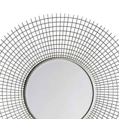 Large Decorative Round Silver Wire Frame Wall Mirror 92x8cm – Click Style