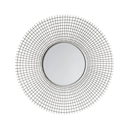 Large Decorative Round Silver Wire Frame Wall Mirror 92x8cm – Click Style