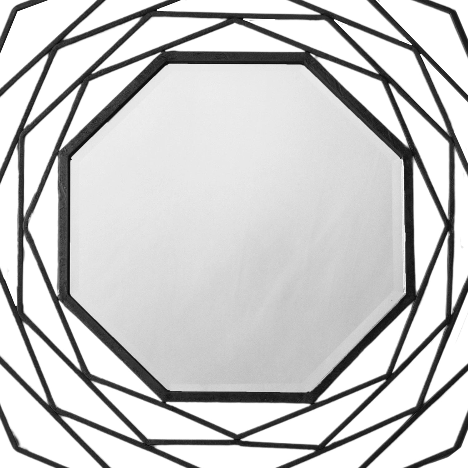 Large Geometric Octagonal Black Framed Wall Mirror 91x91x5cm – Click Style