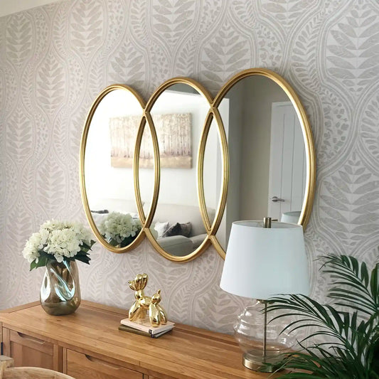 Large Gold Overlapping Triple Oval Wall Mirror 81x121x3cm – Click Style