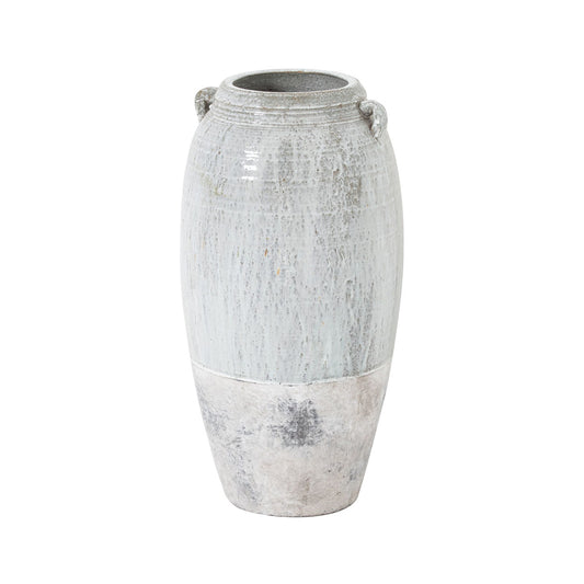 Large Grey Floor Standing Ceramic Amphora Vase with Dipped Glaze – Click Style